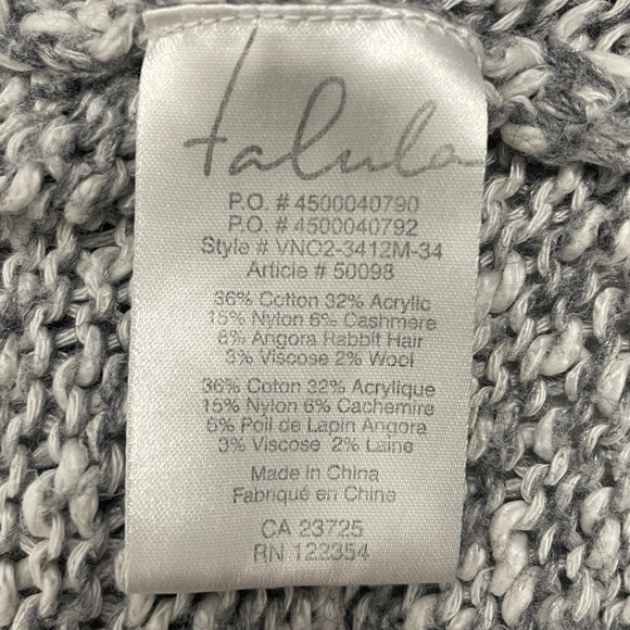 Talula Long Open Front Cardigan Grey/White Drop Shoulder Pockets Oversized Sz XS - Picture 8 of 10